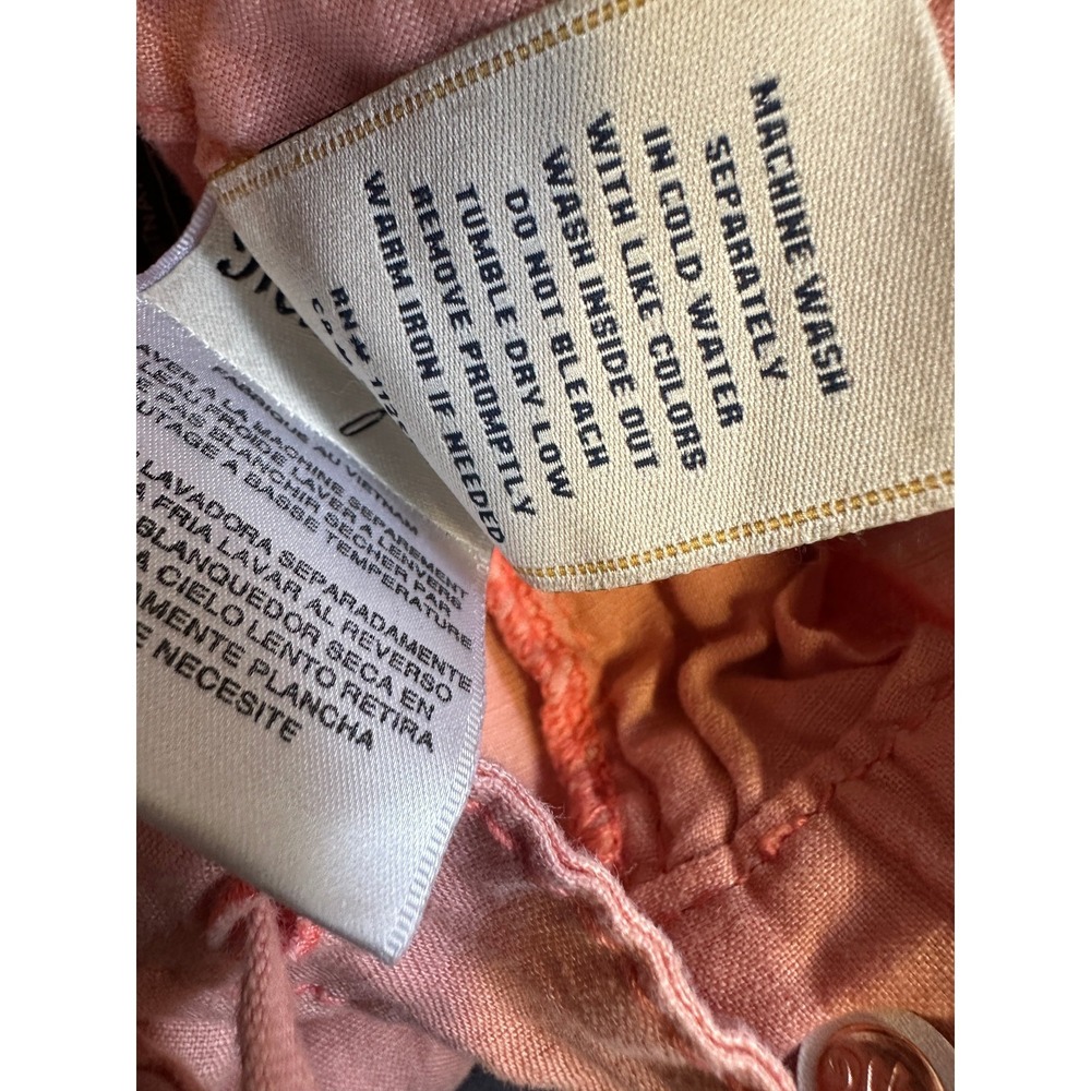 Miss Me Cargo 100% Linen Wide Leg Mid Rise Pant Coral Pink Large Lagonlook Beach - Picture 5 of 14